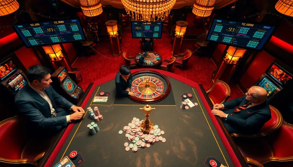 Action-packed gambling scene at https://f8bet.dental/ featuring players at a vibrant betting table.