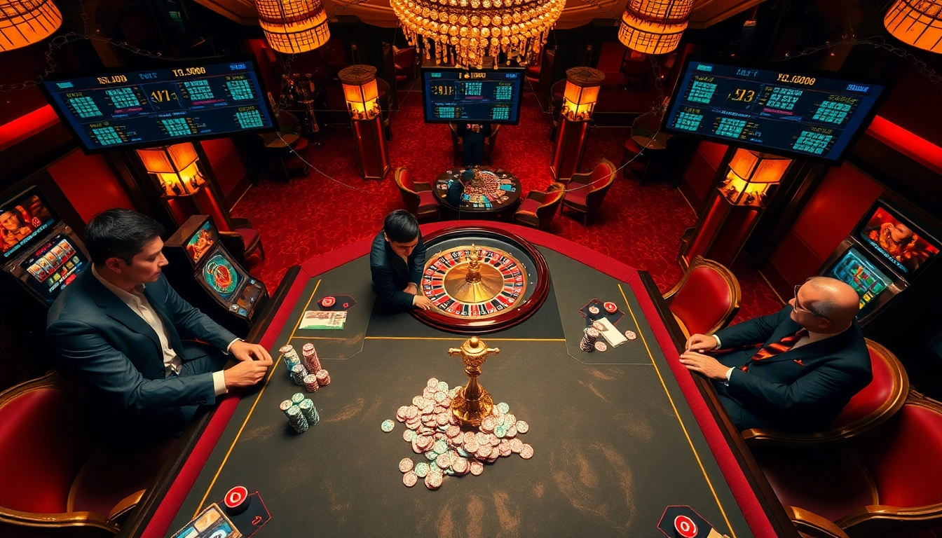 Action-packed gambling scene at https://f8bet.dental/ featuring players at a vibrant betting table.