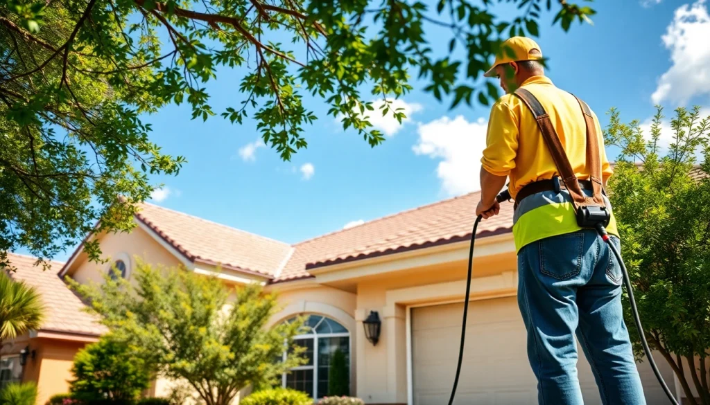 Roof cleaning service in Kissimmee showcasing eco-friendly techniques and professional staff.