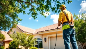 Roof cleaning service in Kissimmee showcasing eco-friendly techniques and professional staff.