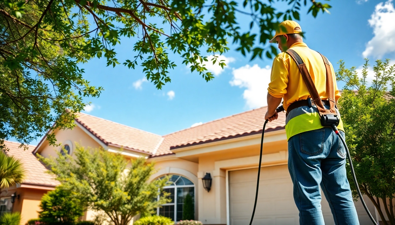 Roof cleaning service in Kissimmee showcasing eco-friendly techniques and professional staff.