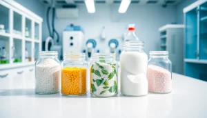 Industrieller Süßstoff in verschiedenen Behältern zeigt die Vielfalt und Qualität von Süßungsmitteln.