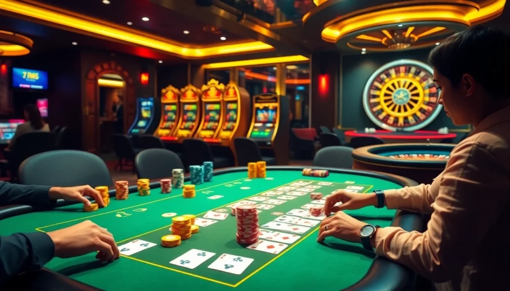 Experience thrilling gameplay at Marvelbet with poker tables and vibrant casino elements.