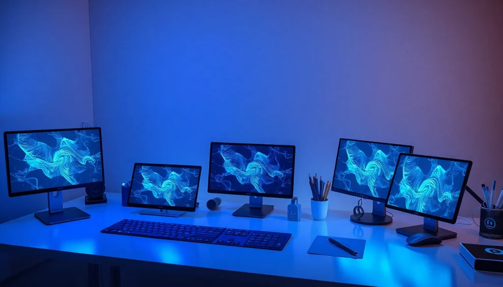 A dynamic workspace illustrating the innovative features of nano banana 2 with generative art displays.