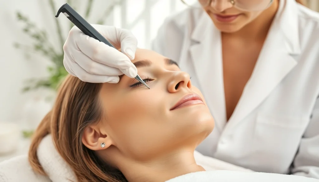 Experience a rejuvenating Dermaplane Facial as an aesthetician gently exfoliates skin.
