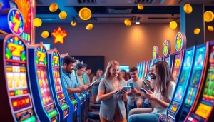 Exciting visuals of Kode4d slot environment showcasing diverse players and vibrant slot graphics.