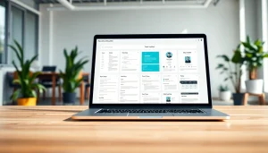 Create a standout Resume Builder experience showcased on a laptop in an inviting office.
