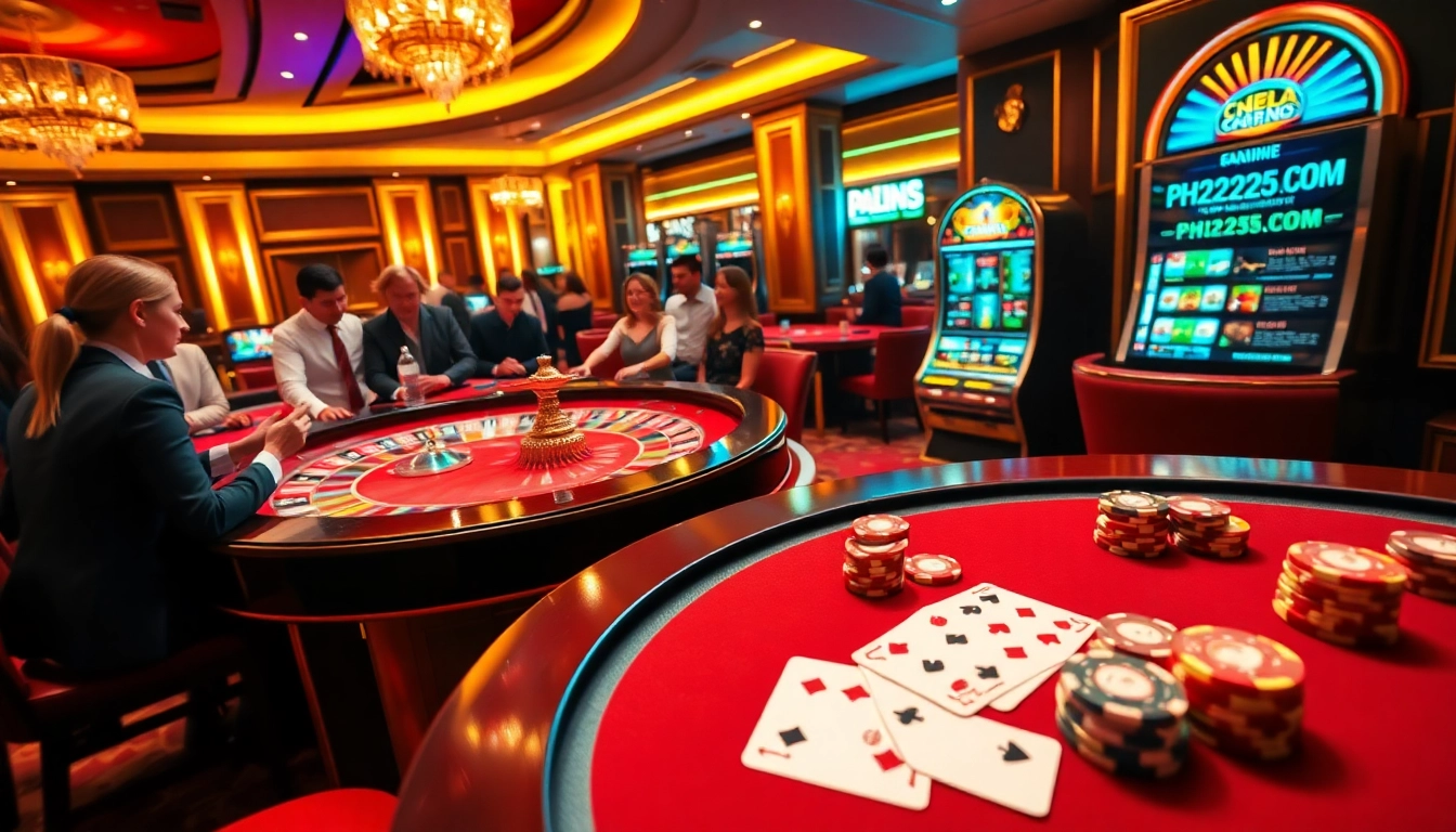 Exciting casino action at PH22255.COM with a vibrant roulette table and enthusiastic players.