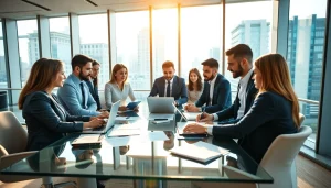 Successful Business Consultants in Dubai collaborating in a modern office environment.