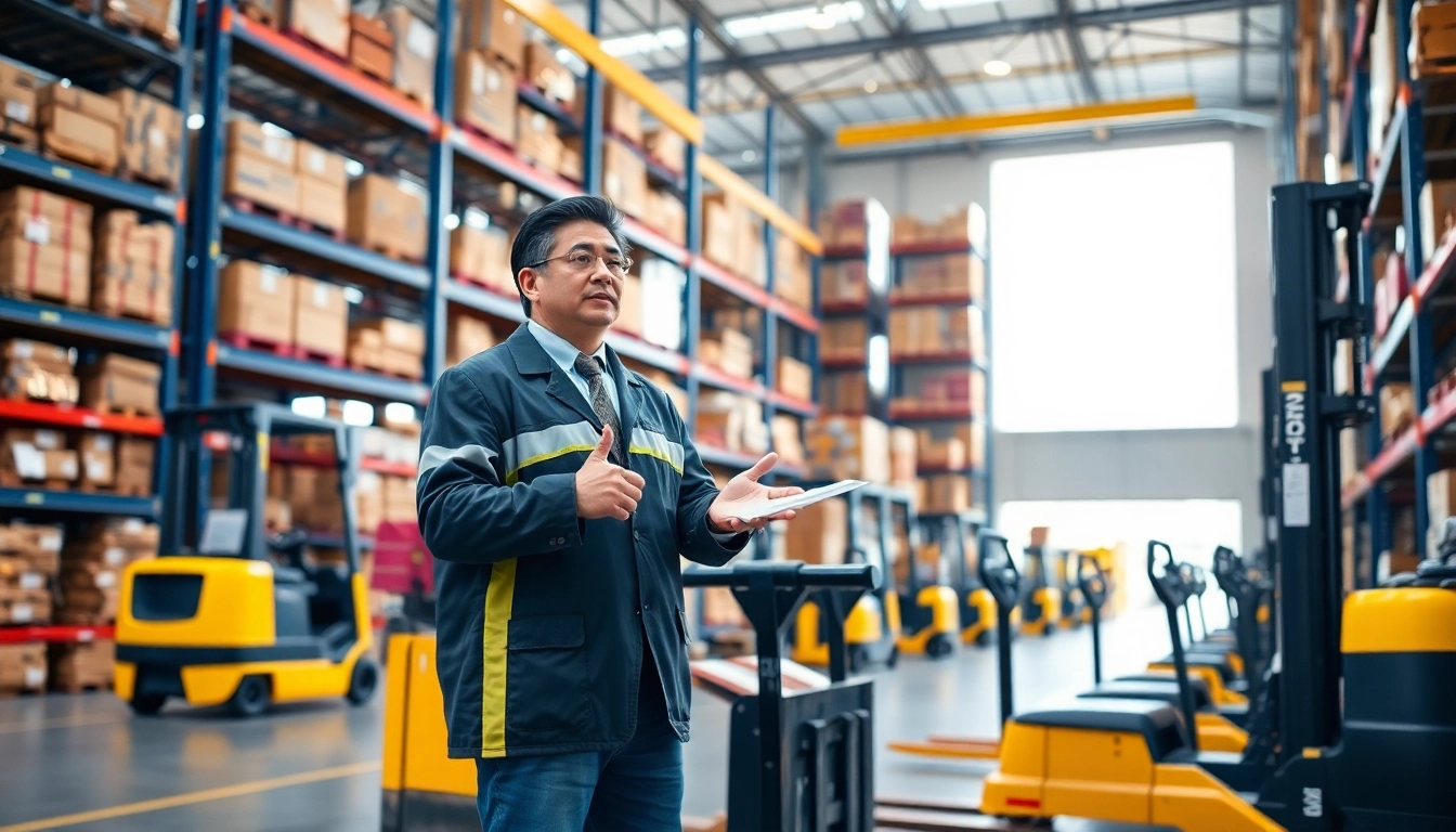 Logistics team efficiently coordinating goods movement in a bright warehouse.