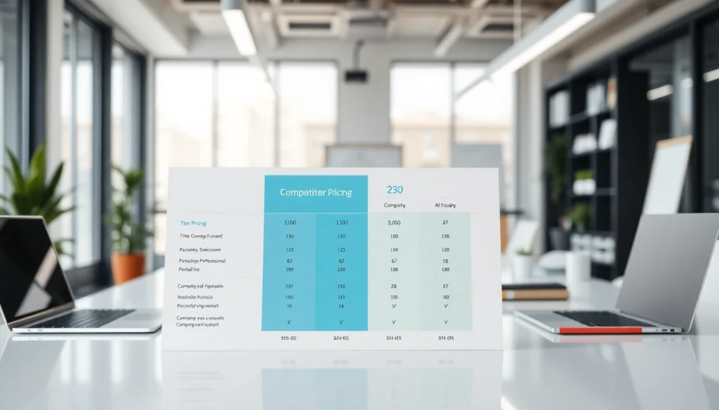 Analyze competitor pricing in a professional workspace with a modern chart.