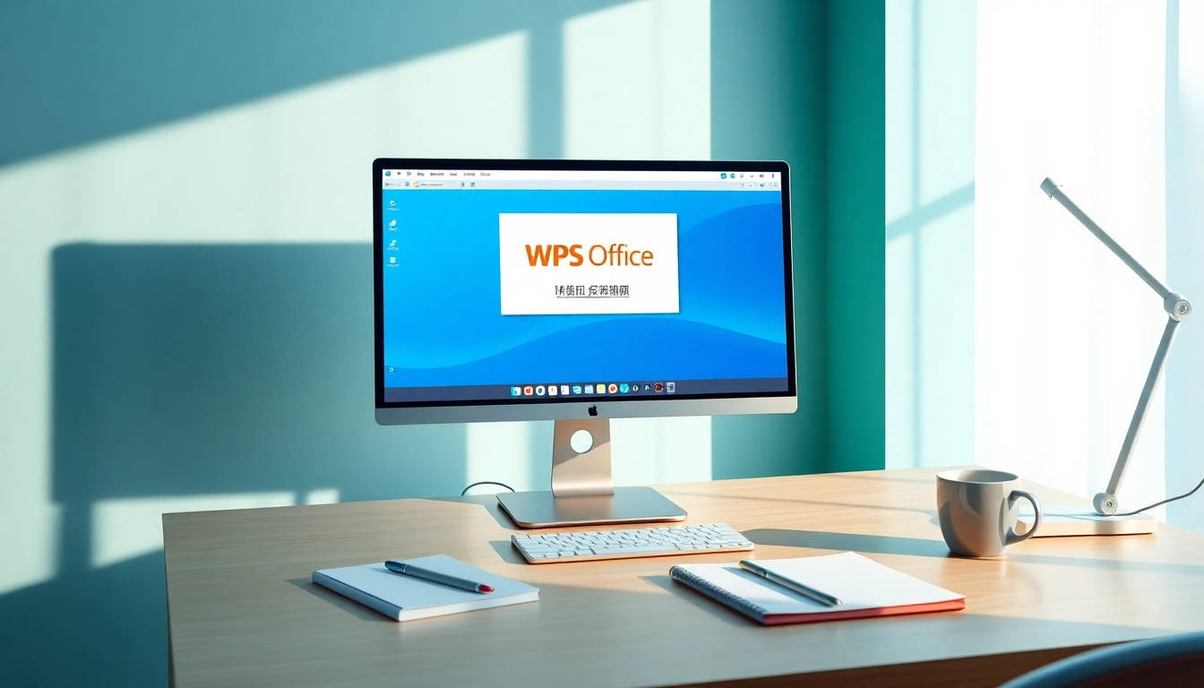 在现代工作区电脑上显示的WPS Office 界面，展示生产力工具。