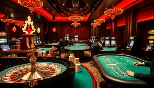 Experience the excitement of gambling with 'nep rijbewijs kopen' subtly represented amidst a vibrant casino scene.