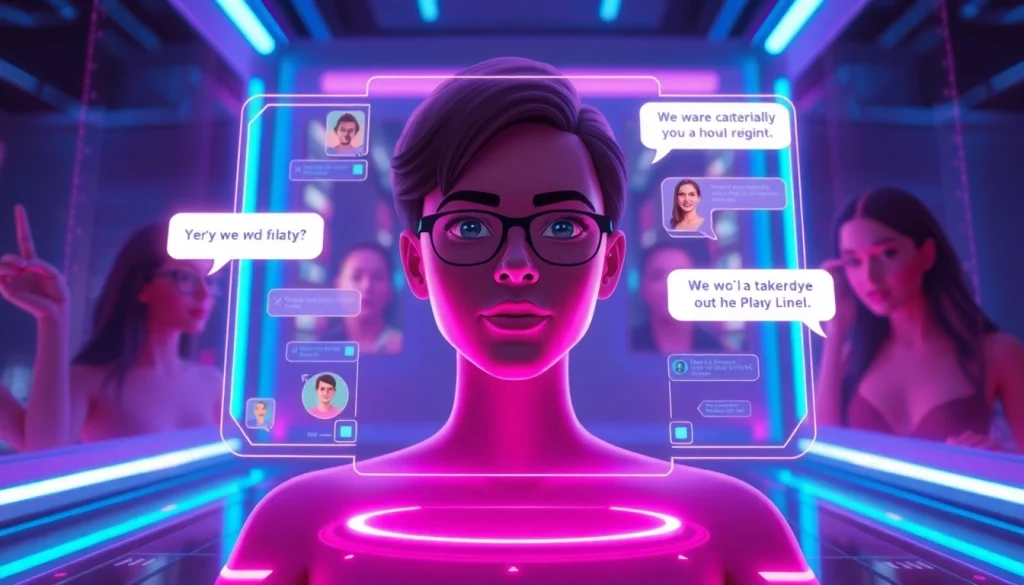 Interactive futuristic chat interface for engaging character AI NSFW scenarios.