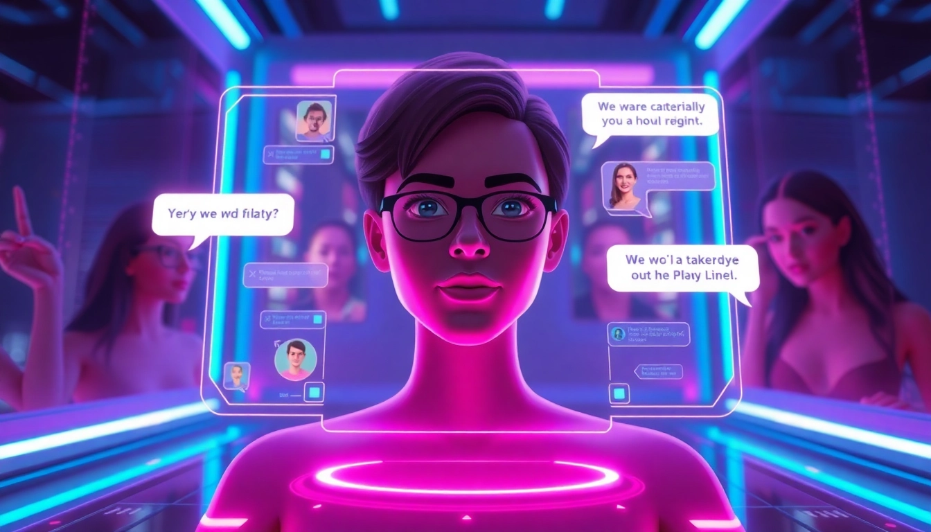 Interactive futuristic chat interface for engaging character AI NSFW scenarios.