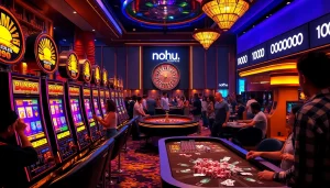 Players enjoying casino games at https://nohu.business/, featuring immersive slot machines and roulette tables.