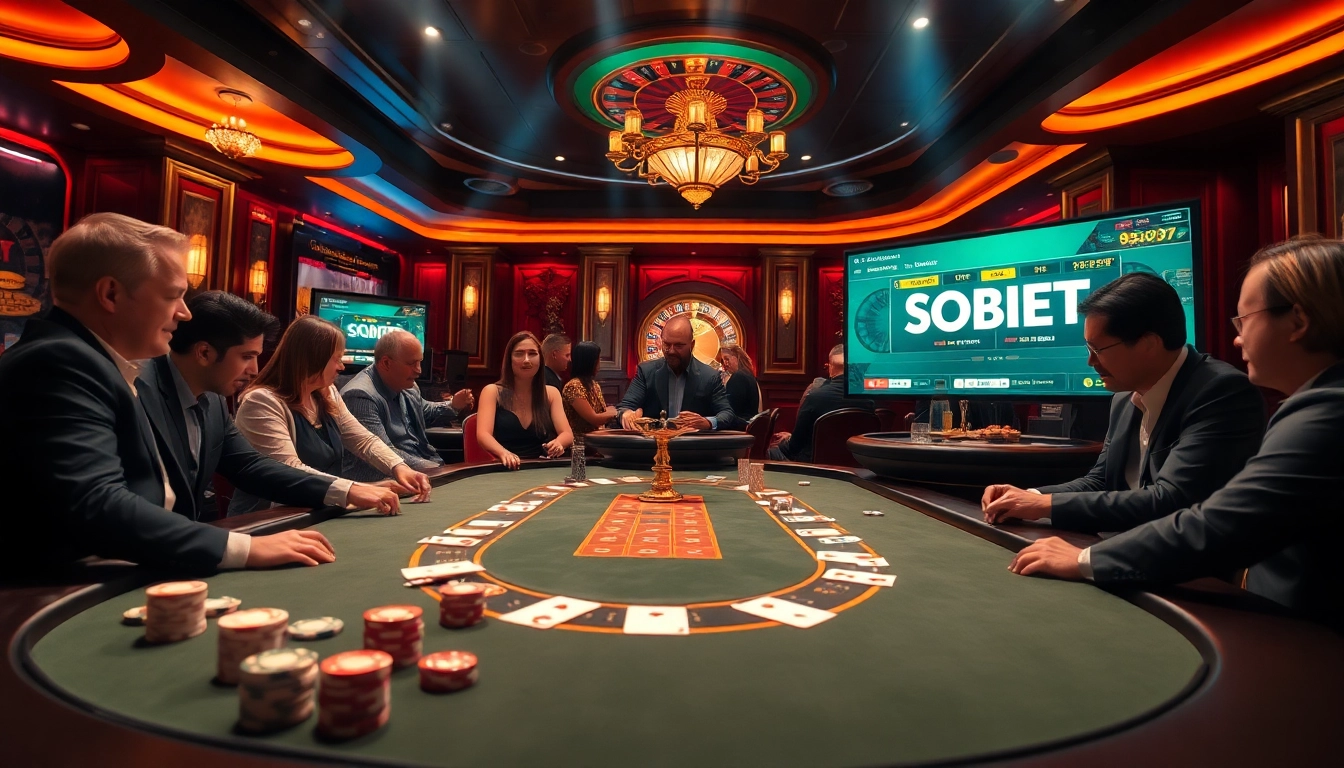 Experience sbobet link alternatif excitement at a luxurious casino with a poker table and vibrant gambling elements.