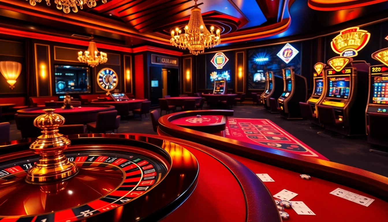 Vivez l'excitation des casinos en ligne français avec des tables de jeu vibrantes et des éléments virtuels luxueux.