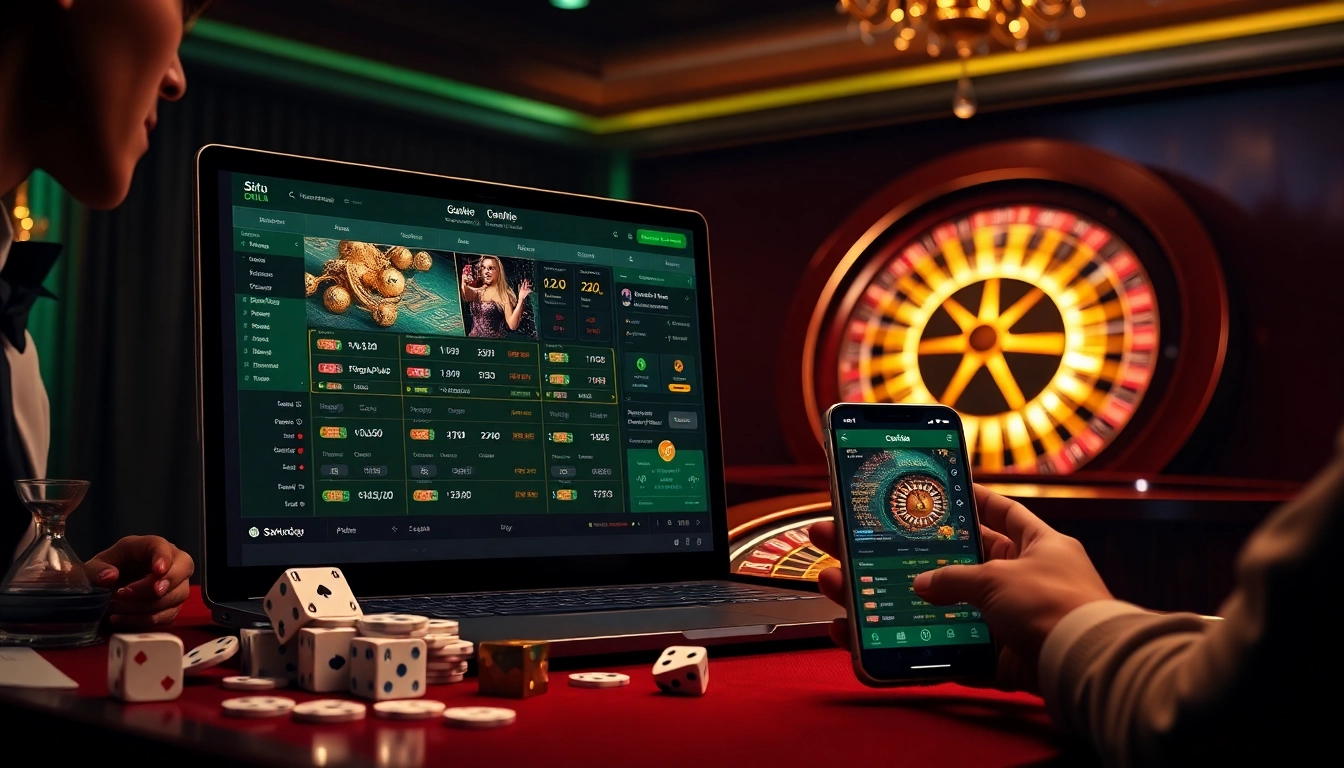 Excited player engaging with situs bola online betting interface showcasing sports odds.