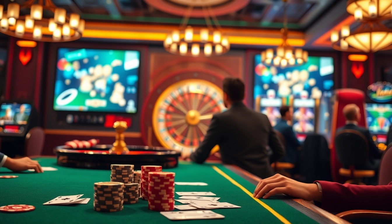 Vivez le frisson du casino en ligne français avec des tables de jeu vibrantes et des éléments de poker de luxe.