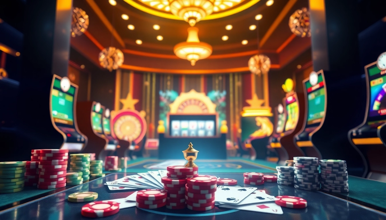 Découvrez l'excitation du 'casino en ligne français' avec une interface de jeu dynamique mettant en avant le poker, la roulette et les machines à sous.