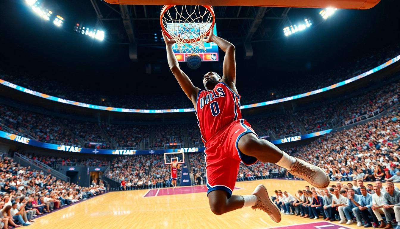 Dee Brown executing a dramatic "Peek-A-Boo" dunk in a vibrant basketball arena.